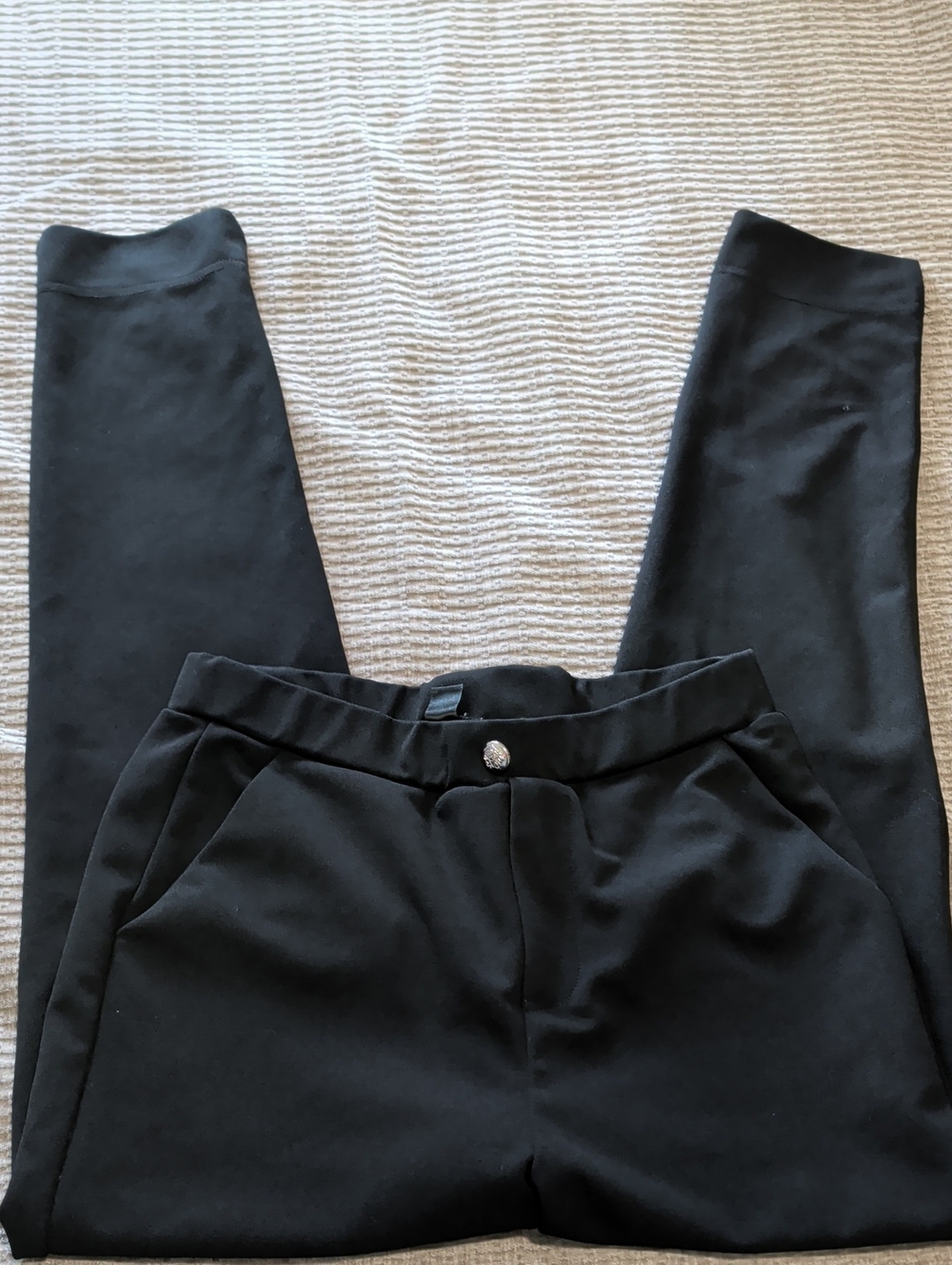 SHEIN Black High-Rise Ankle Ponte Pull-On Pants